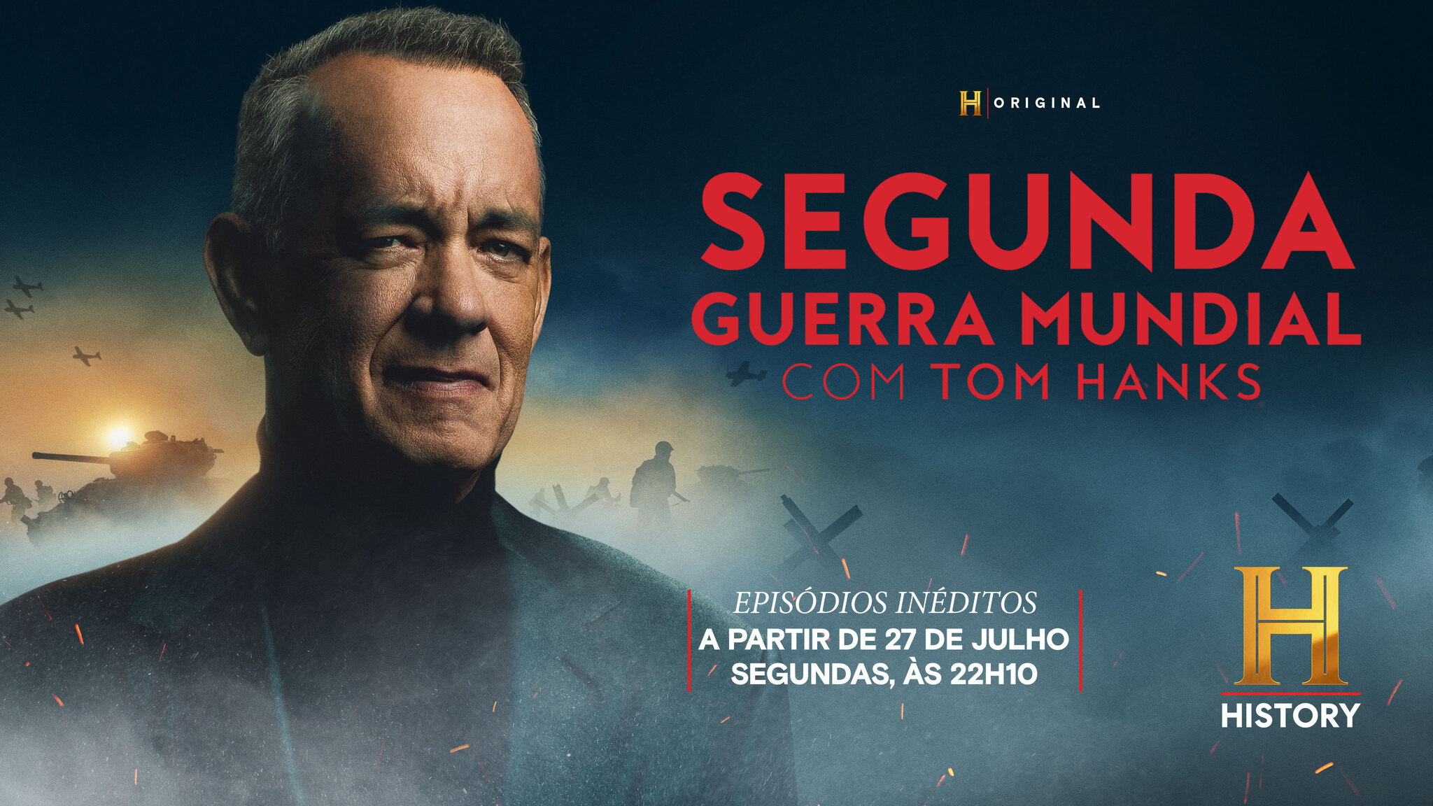 Tom Hanks conduz um retrato inédito e impactante da Segunda Guerra Mundial nos novos episódios do History